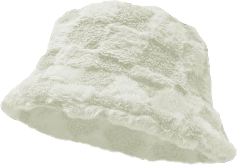 Glory Max Winter Fluffy Plush Bucket Hat Cozy Faux Fur Wide Brim Adjustable Size for Women - Image 1